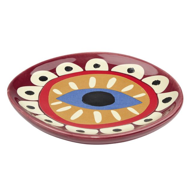 Vide-poche forme oeil porte-bonheur en c&eacute;ramique 12x15cm (2 mod&egrave;les bordeaux ou rose)