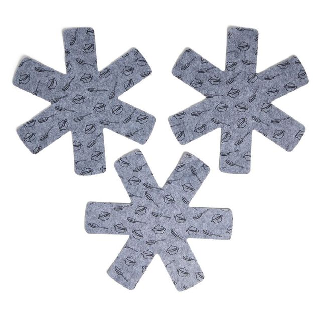 Lot de 3 protège-poêles Ø38cm polyester noir ou gris