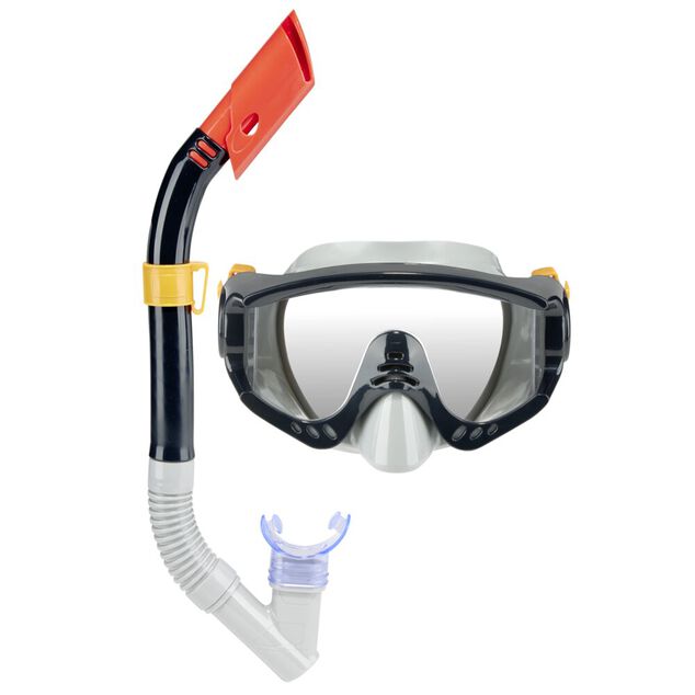 Set tuba et masque de plong&eacute;e adulte Bestway L36cm (2 mod&egrave;les noir ou bleu)