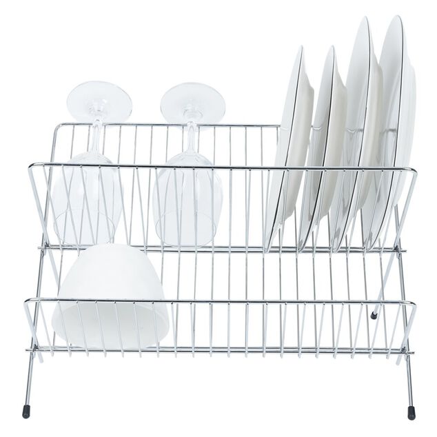 &Eacute;gouttoir pliable en m&eacute;tal gris 36x31xH22cm