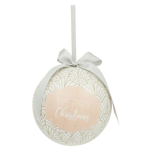 Boule de No&euml;l motif et inscription Merry Christmas &Oslash;12 cm