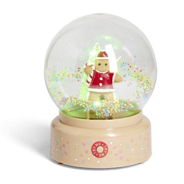 Boule &agrave; neige lumineuse anim&eacute;e musicale bonhomme pain d'&eacute;pices - 2 mod&egrave;les