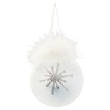 Boule de No&euml;l transparente avec plumes