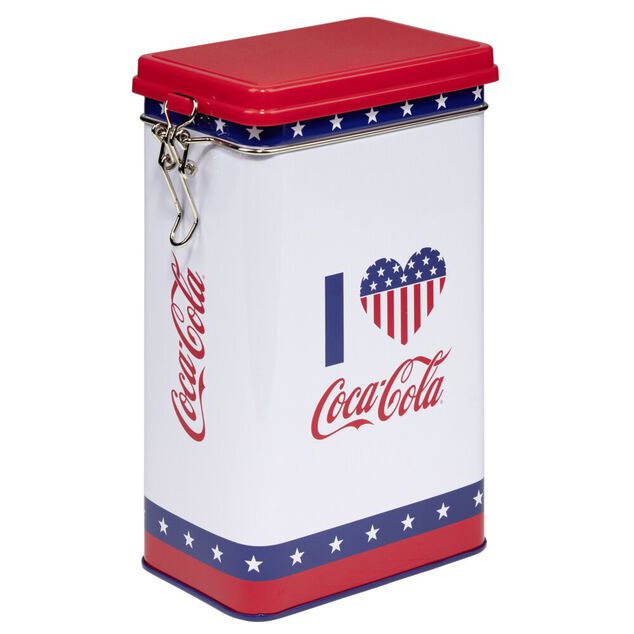 Boîte alimentaire Coca Cola rectangulaire en métal 15x8,6xH21cm