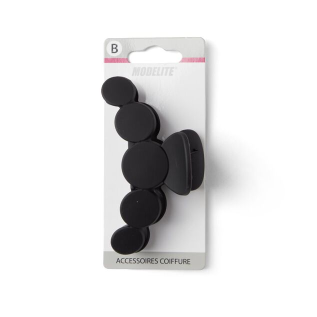 Pince cheveux noir mat design arrondi L10cm