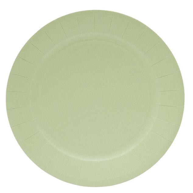 Lot de 10 assiettes en carton &Oslash;23cm vert olive