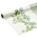 Toile cirée imprimé végétal vert blanc 140 cm