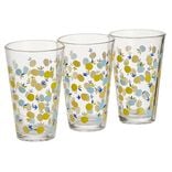 Gobelet haut verre transparent motif citron jaune et bleu 30cl x3