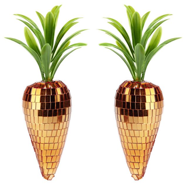 D&eacute;coration &agrave; poser x2 carotte brillante &agrave; facettes H23cm