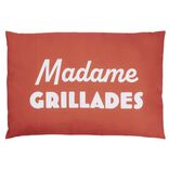 Coussin de jardin rectangulaire Madame Grillades terracotta et blanc 40x60cm