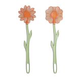 Tapette &agrave; insecte forme fleur plastique vert et orange H47cm