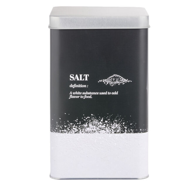 Bo&icirc;te &agrave; sel en m&eacute;tal noir et gris design salt - 10,7x10,7xH.17,5cm