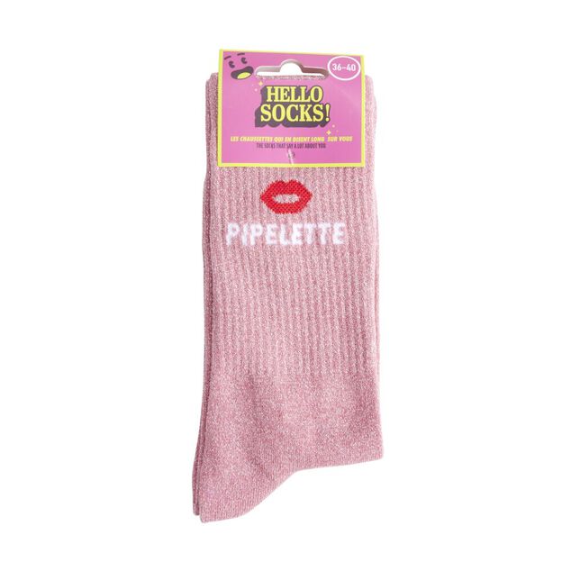 Chaussettes femme tige haute Pipelette pailletté rose T36/40