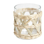 Verre bas transparent avec raphia &Oslash;8xH9cm