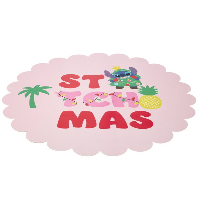 Set de table rond Disney Stitch No&euml;l rose &Oslash;38cm