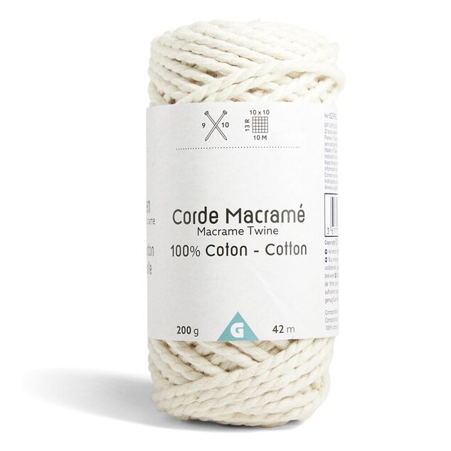 Pelote ficelle pour macram&eacute; coton beige