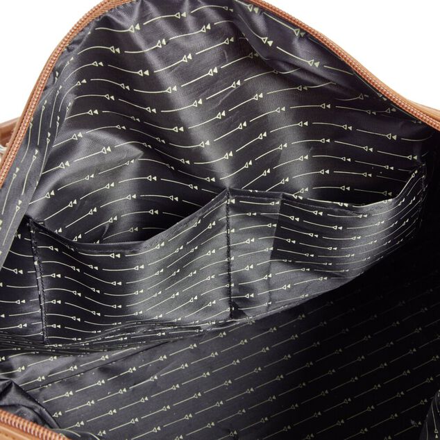 Sac de voyage canevas beige et marron 49x24xH31cm