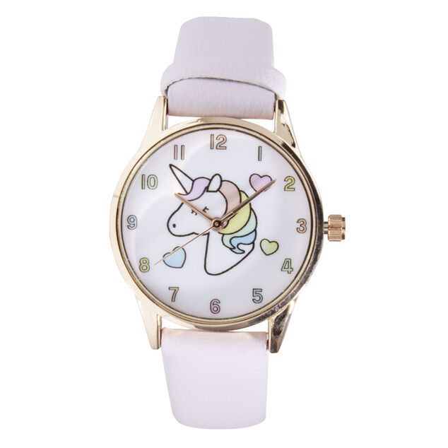 Montre enfant fille licorne en acier bracelet simili &Oslash;3,5xL23cm (2 mod&egrave;les)