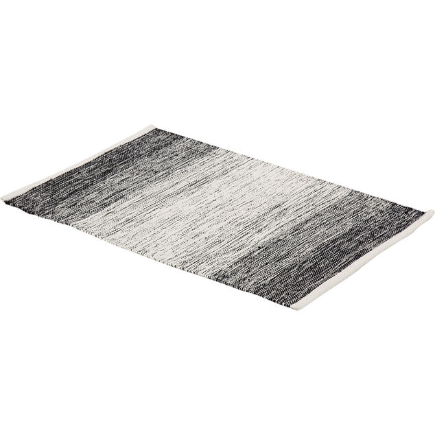Tapis rectangulaire d&eacute;grad&eacute; rayure blanche et noire