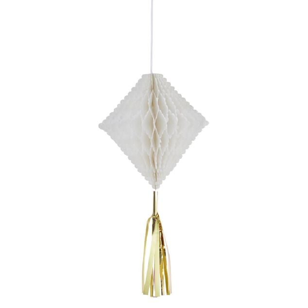 Suspension en papier blanc de forme g&eacute;om&eacute;trique x 3