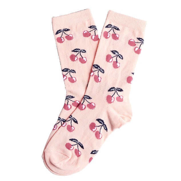Chaussettes fille roses motifs cerises T26/35