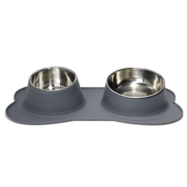 Gamelle double pour chien 51,5x28,5xH10cm