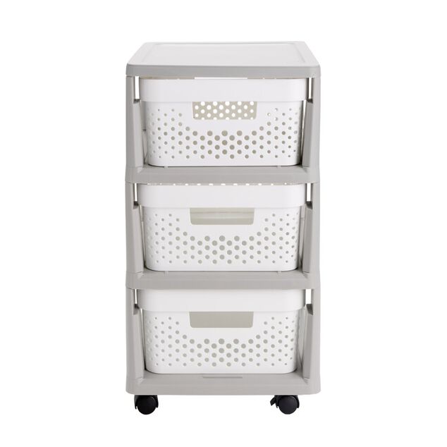 Tour de rangement &agrave; roulettes 3 tiroirs plastique L29,5xP35,5xH53cm (2 mod&egrave;les)