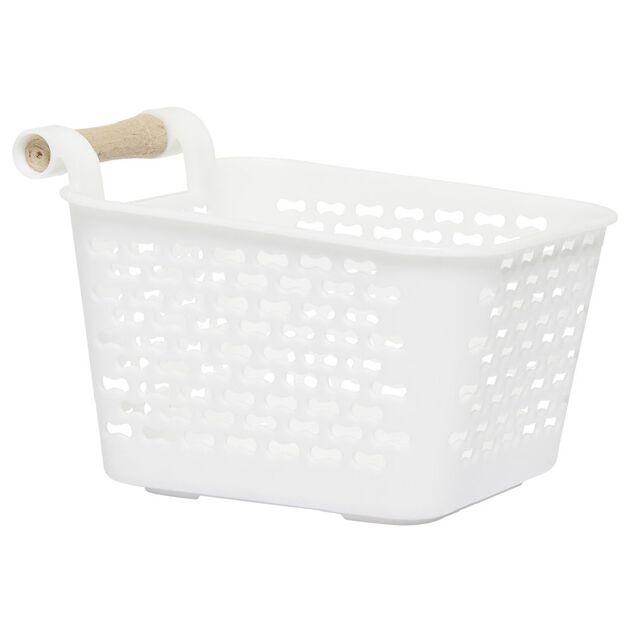 Mini panière en plastique avec poignée bois