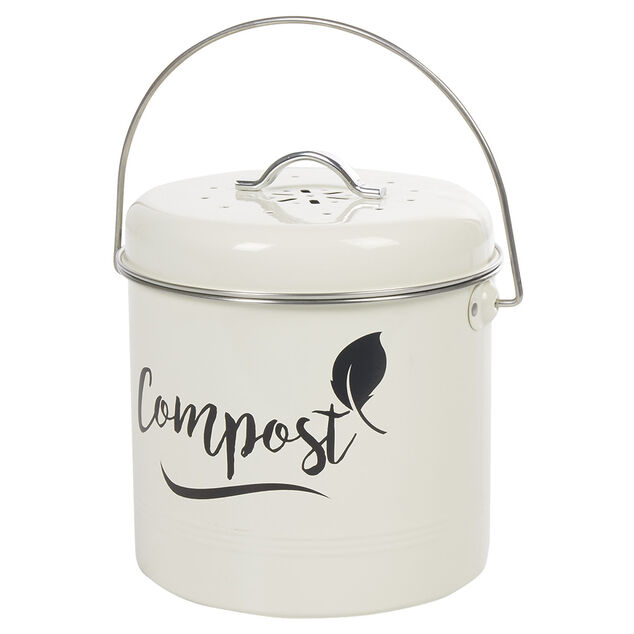 Composteur de cuisine beige noir design compost