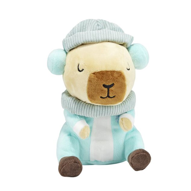 Peluche doudou enfant capybara tenue hiver polyester 11x14xH20cm (2 mod&egrave;les)