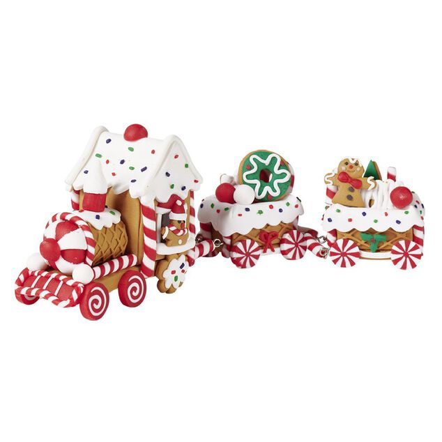 D&eacute;coration de No&euml;l petit train pain d'&eacute;pice &agrave; poser