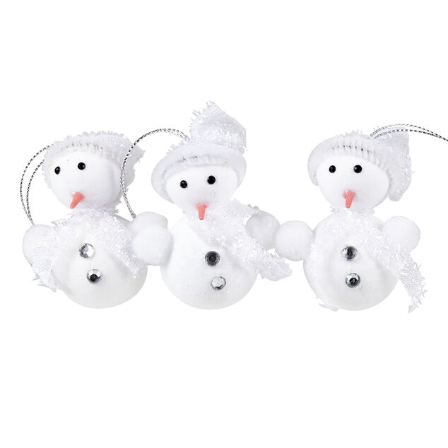 Bonhomme de neige &agrave; suspendre X 3 blanc