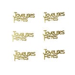 Décoration de table Noël x6 en bois forme "Joyeuses Fêtes" dorée 8x11cm