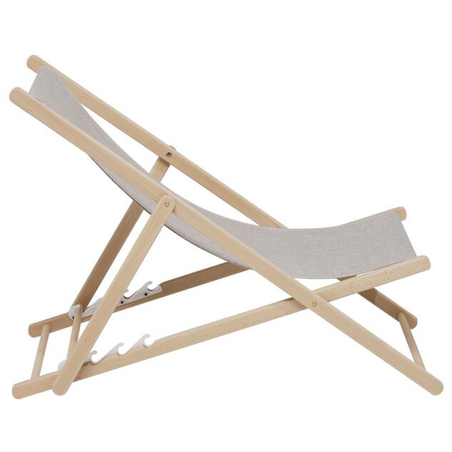 Chilienne Wood h&ecirc;tre et tissu coton beige uni 96x56xH96cm