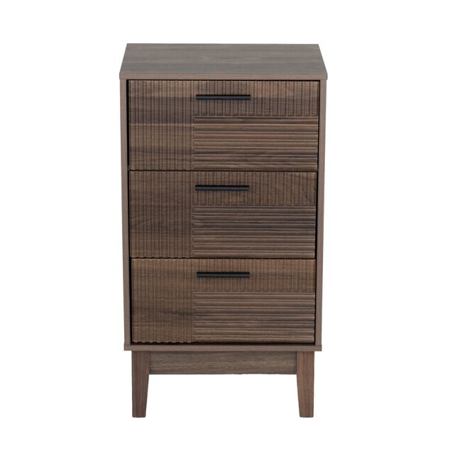 Meuble de rangement en bois Lida 3 tiroirs marron fonc&eacute; 40x29,5xH72cm