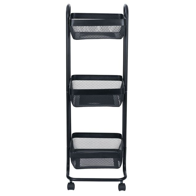 Desserte en m&eacute;tal noir 3 niveaux - L.34xl.27,3xH.78,5cm