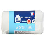 Sac poubelle salle de bain lien d&eacute;tachable 10L x25