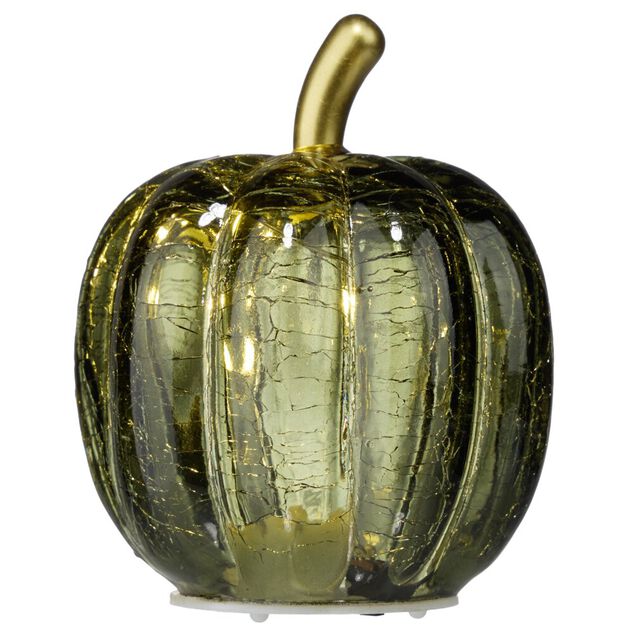 Citrouille d&eacute;corative automne verre &agrave; LED &Oslash;7,5xH9,5cm (4 mod&egrave;les)