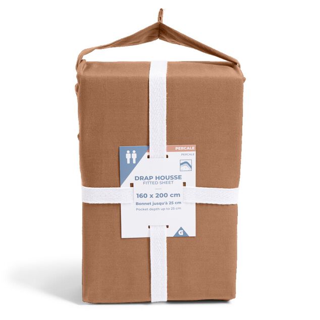 Drap housse 160x200cm 100% coton percale rouge