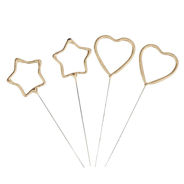 Lot de 4 cierges magiques forme &eacute;toile et coeur