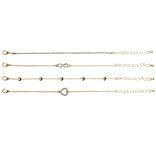 Collier x4 fantaisie coeur métal doré Ø16cm