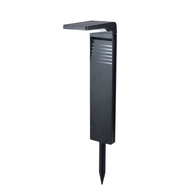 Borne solaire &agrave; planter en plastique noir forme spot 30LED 16x9xH58,5cm