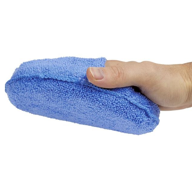 Bloc &eacute;ponge ronde microfibre bleu 15x15cm x2