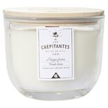 Bougie parfum&eacute;e blanche Les cr&eacute;pitantes senteur linge frais 50H