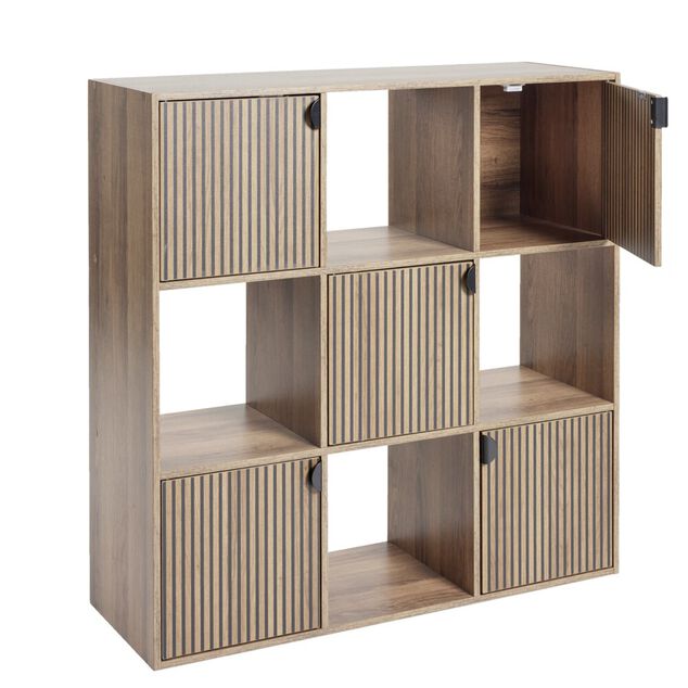 &Eacute;tag&egrave;re Adam 9 cases 5 portes en bois brun L90xP29,5xH90cm