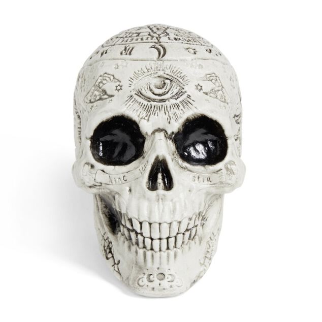 D&eacute;coration Halloween Spirit t&ecirc;te de mort &agrave; poser 15x11xH15cm