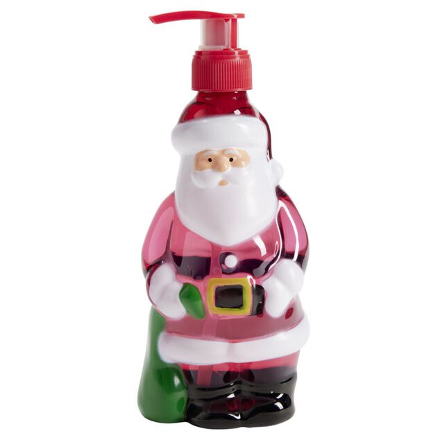 Savon mains liquide flacon P&egrave;re No&euml;l plastique rouge et blanc 340ml