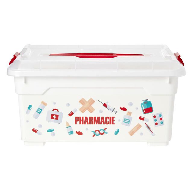 Boîte à pharmacie blanche et rouge