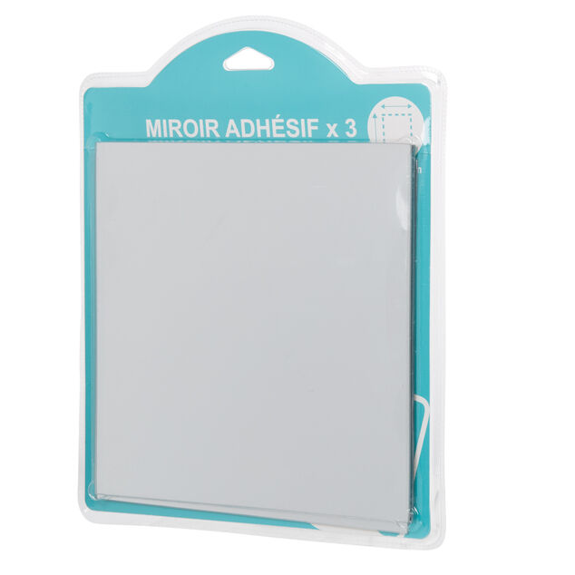 Miroir carr&eacute; adh&eacute;sif x3