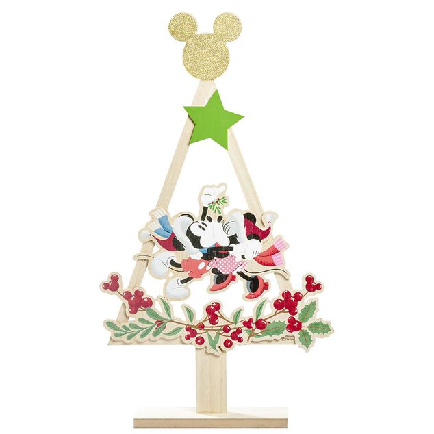 Sapin &agrave; poser en bois Mickey et Minnie H68,5cm